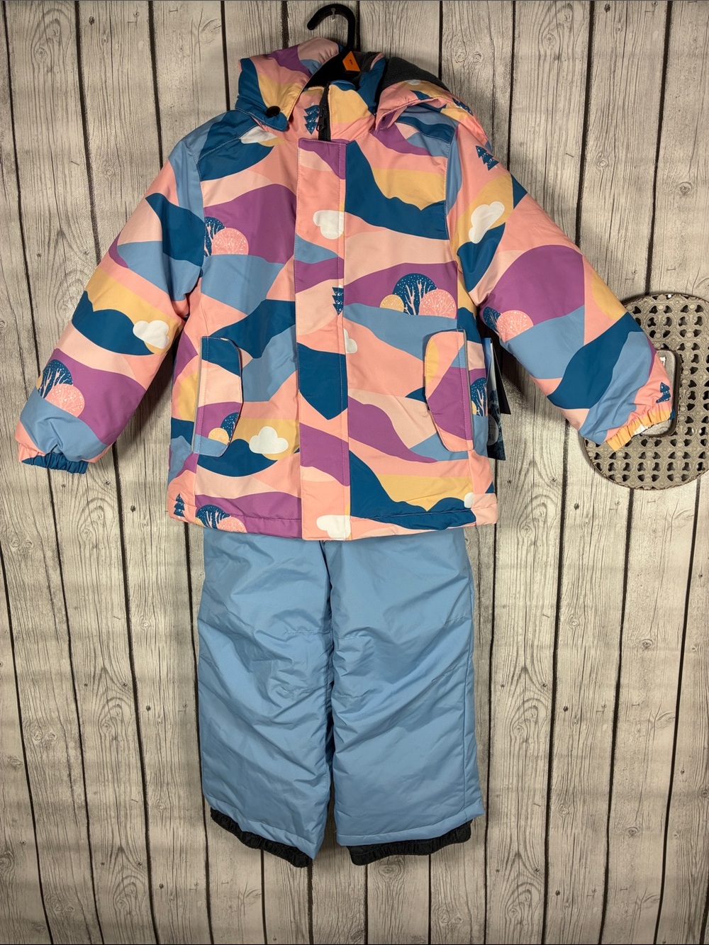 Iceburg Outerwear Mountain Print Winter Jacket & Snow Overalls/Pants Set Size 4T
